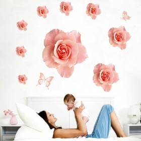 Romantic Pink Flowers Wall Decals 